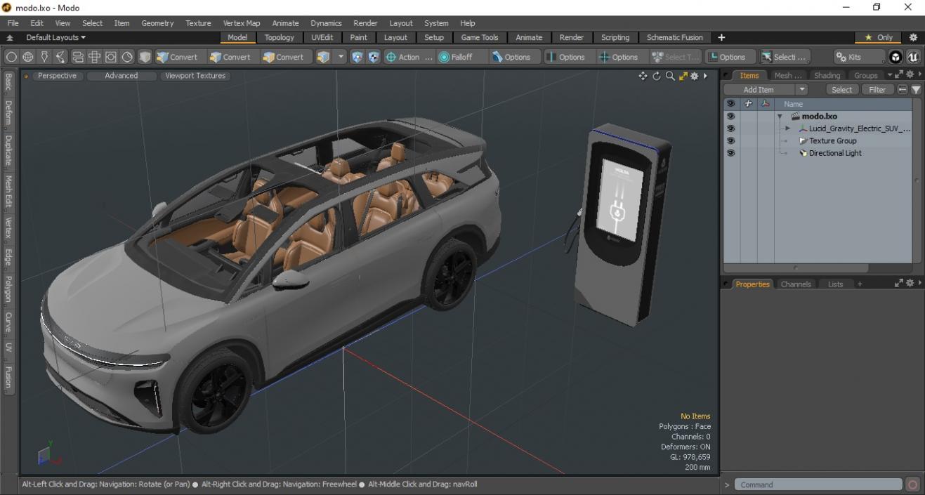 3D Lucid Gravity Electric SUV with Charging Station model