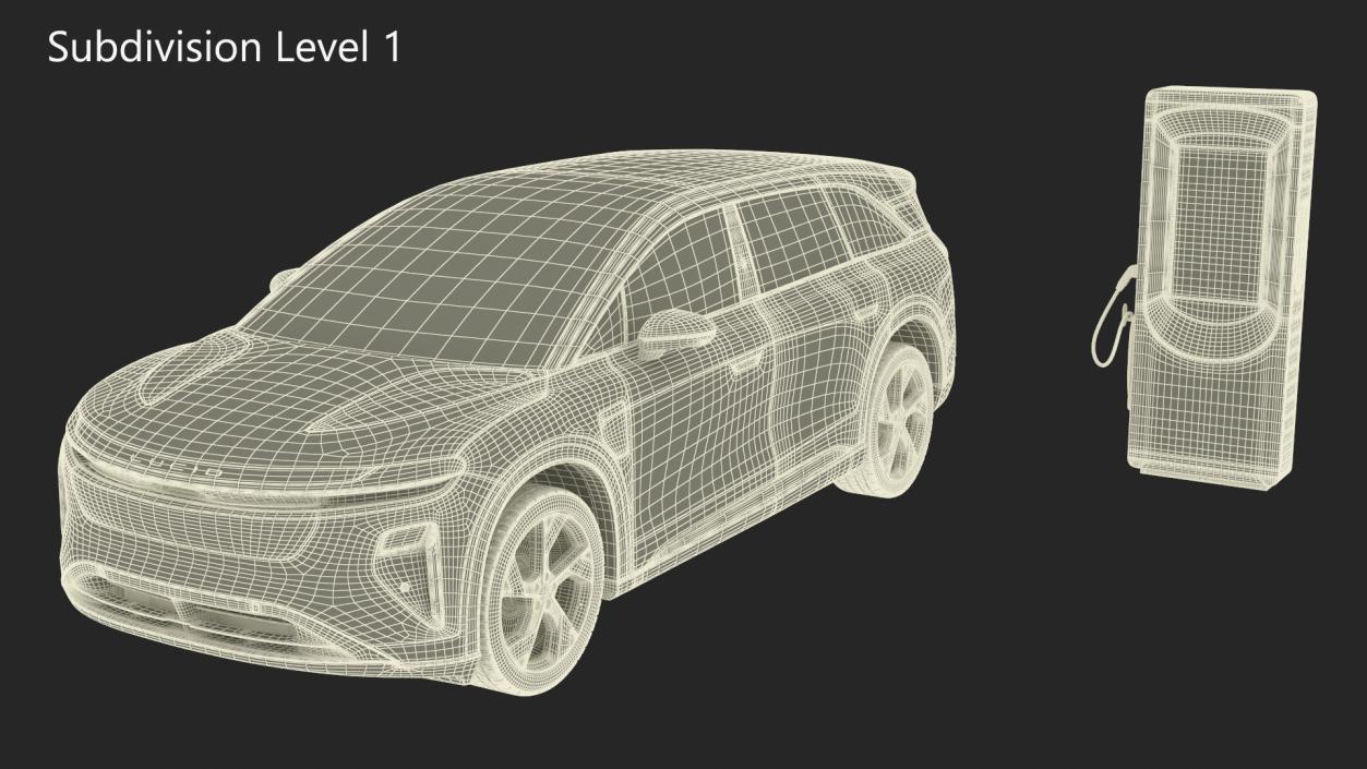 3D Lucid Gravity Electric SUV with Charging Station model