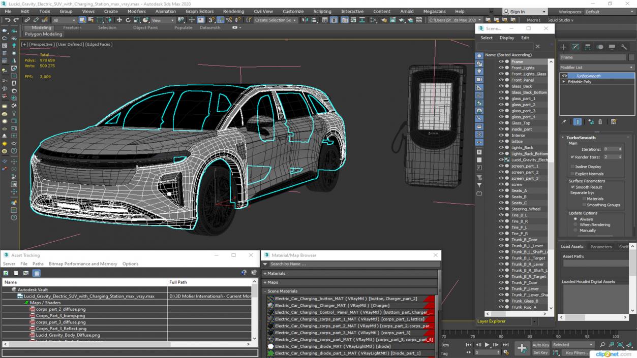 3D Lucid Gravity Electric SUV with Charging Station model