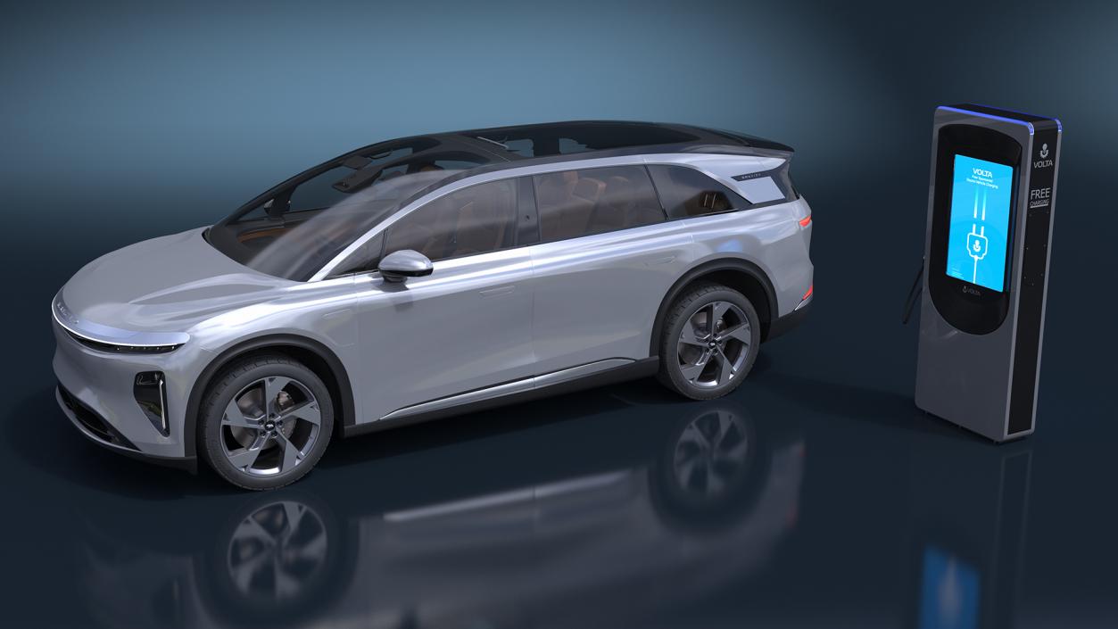 3D Lucid Gravity Electric SUV with Charging Station model