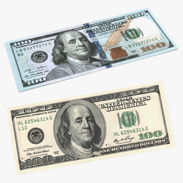 New and Old Design Dollar Bills 3D Models Collection 3D