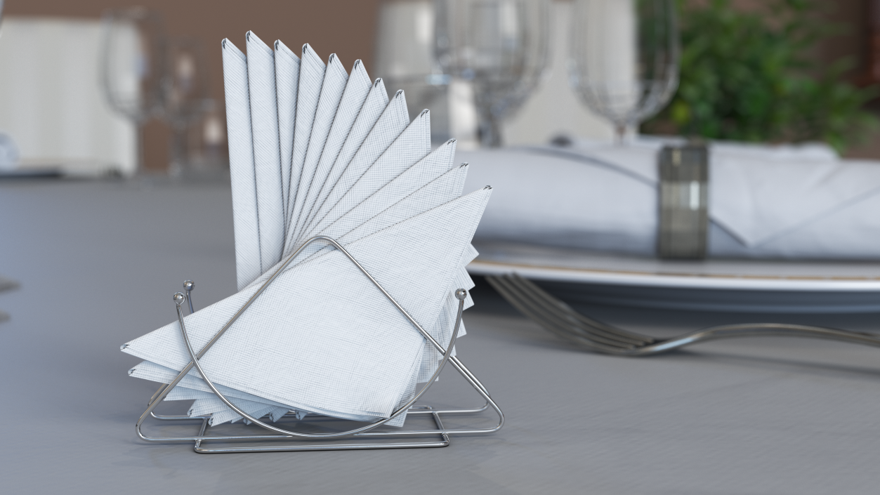 3D Table Napkin Holder with White Napkins model