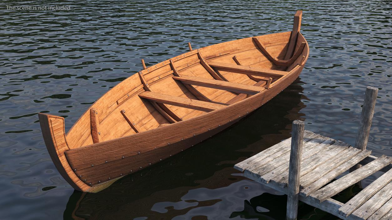 3D model Wooden Row Boat