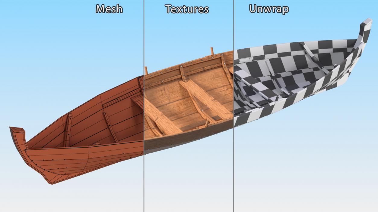 3D model Wooden Row Boat