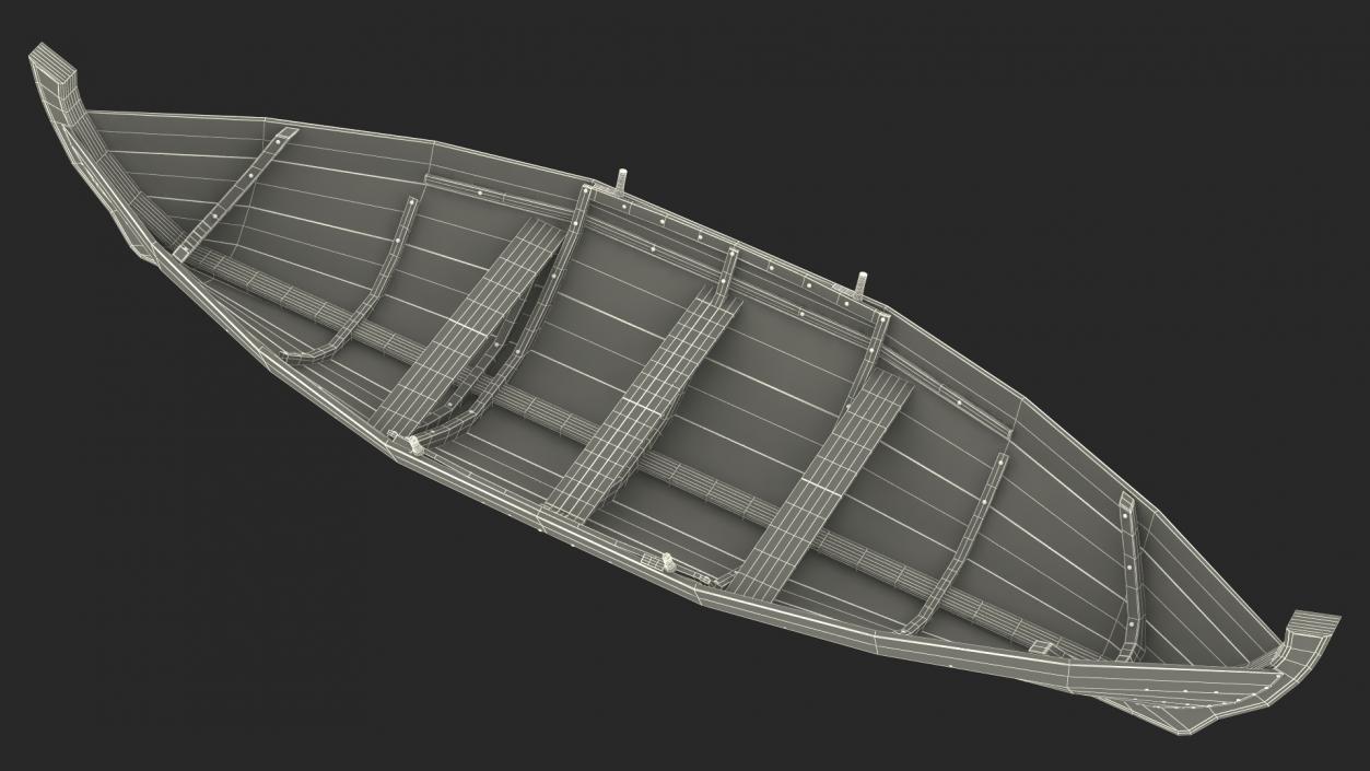 3D model Wooden Row Boat