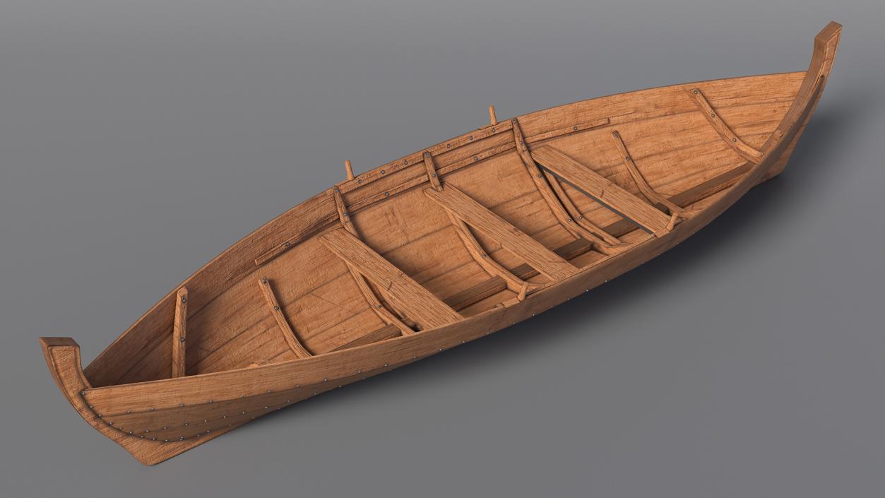 3D model Wooden Row Boat