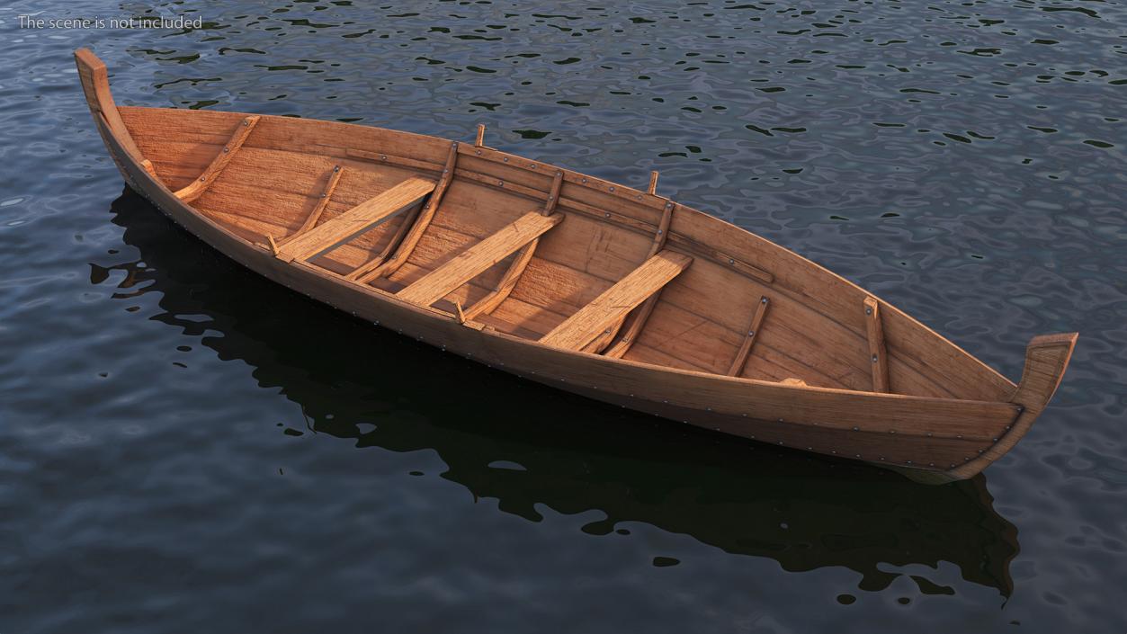 3D model Wooden Row Boat