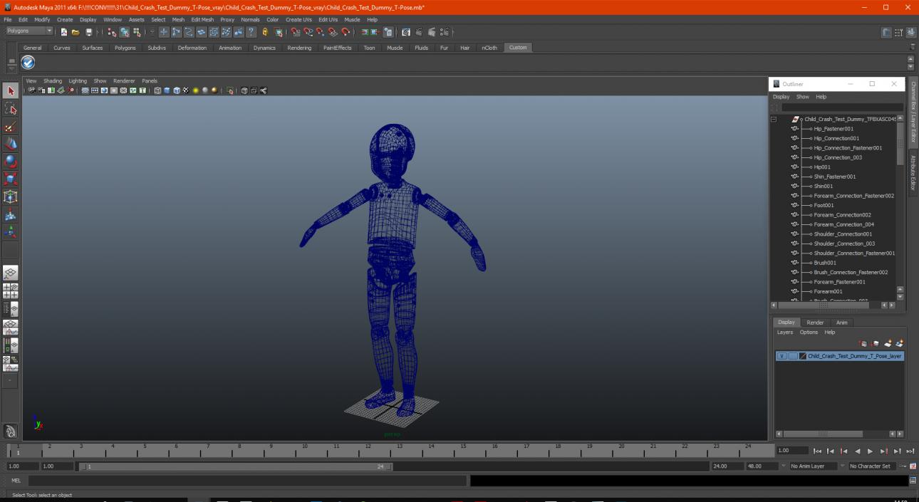 Child Crash Test Dummy T-Pose 3D model