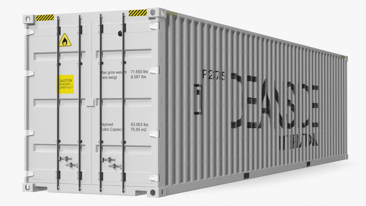 High Cube Shipping Container 40ft White 3D model