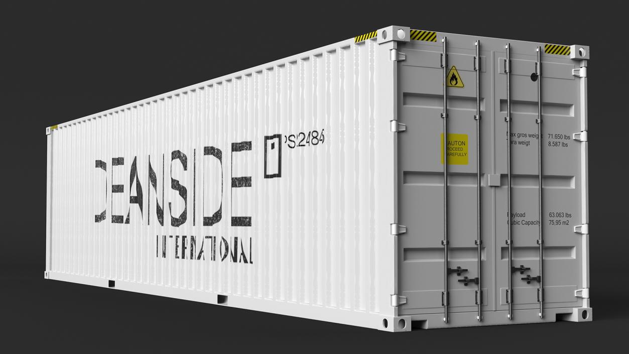 High Cube Shipping Container 40ft White 3D model