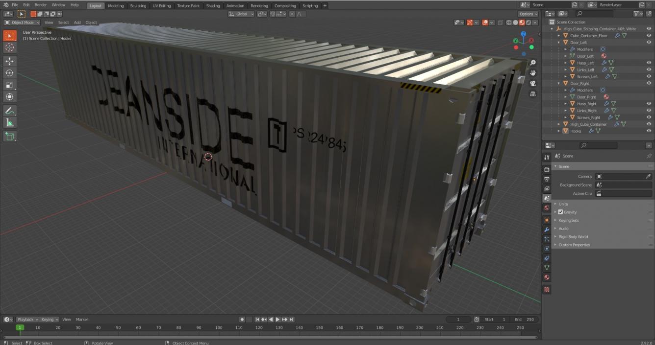 High Cube Shipping Container 40ft White 3D model