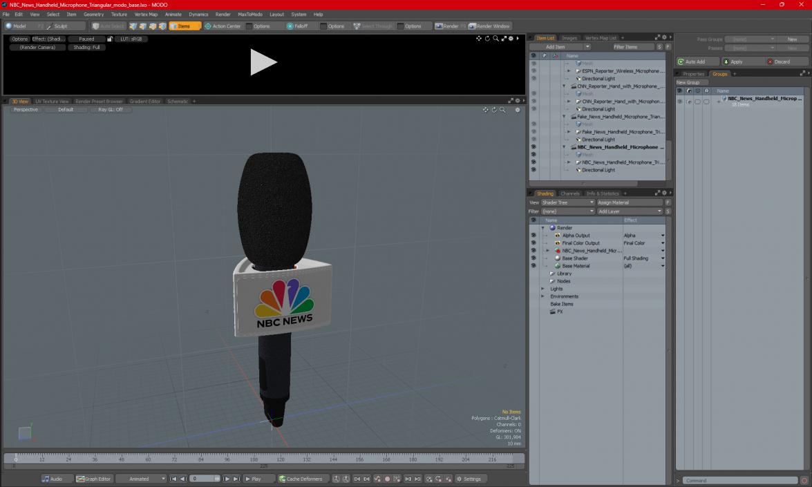 NBC News Handheld Microphone Triangular 3D model