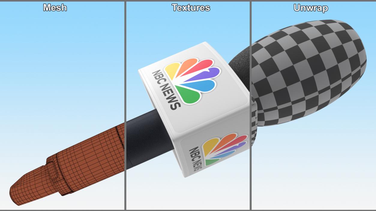 NBC News Handheld Microphone Triangular 3D model