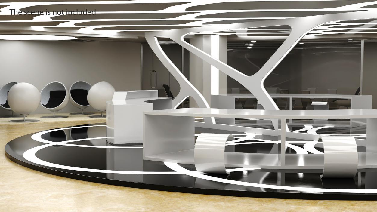 Futuristic Room Interior with Furniture 3D model