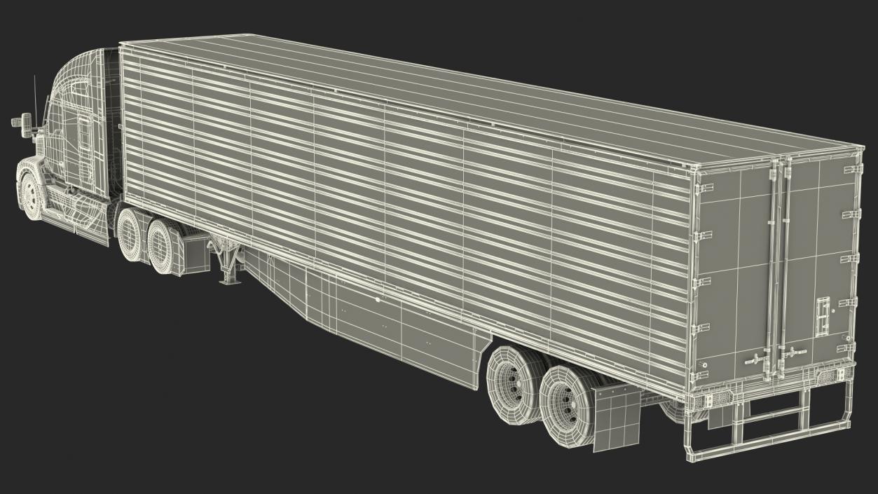 Kenworth Truck with Vanguard Reefer Trailer Rigged for Cinema 4D 3D model