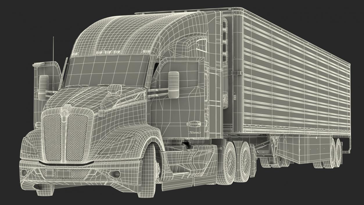 Kenworth Truck with Vanguard Reefer Trailer Rigged for Cinema 4D 3D model