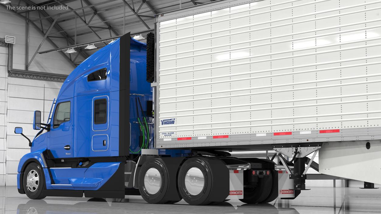 Kenworth Truck with Vanguard Reefer Trailer Rigged for Cinema 4D 3D model