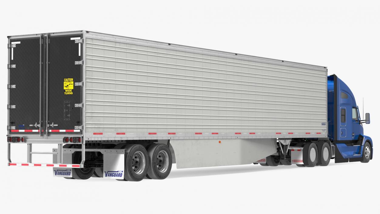 Kenworth Truck with Vanguard Reefer Trailer Rigged for Cinema 4D 3D model