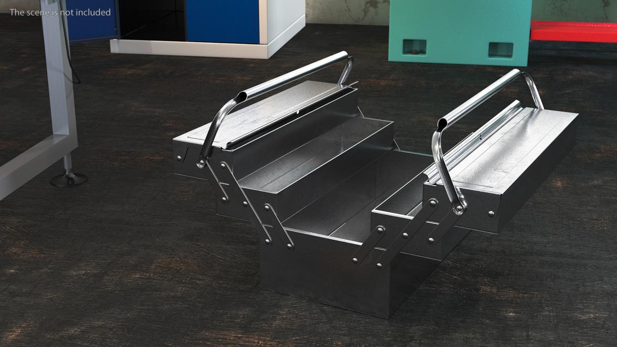 Heavy Duty Metal Cantilever Toolbox Rigged 3D