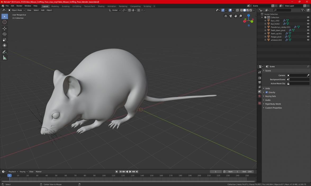 3D model False Mouse Sniffing Pose