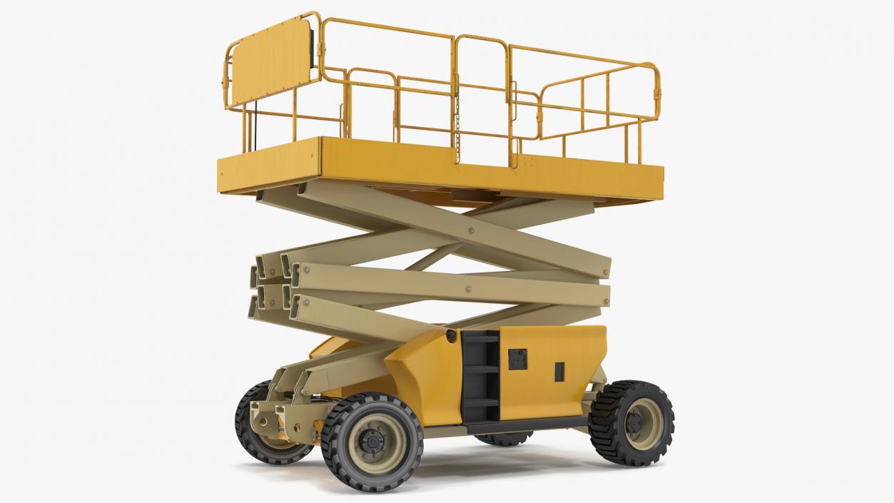 3D model Industrial Heavy Duty Scissor Lift Rigged for Cinema 4D