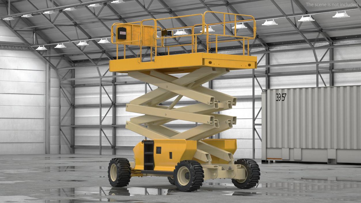 3D model Industrial Heavy Duty Scissor Lift Rigged for Cinema 4D