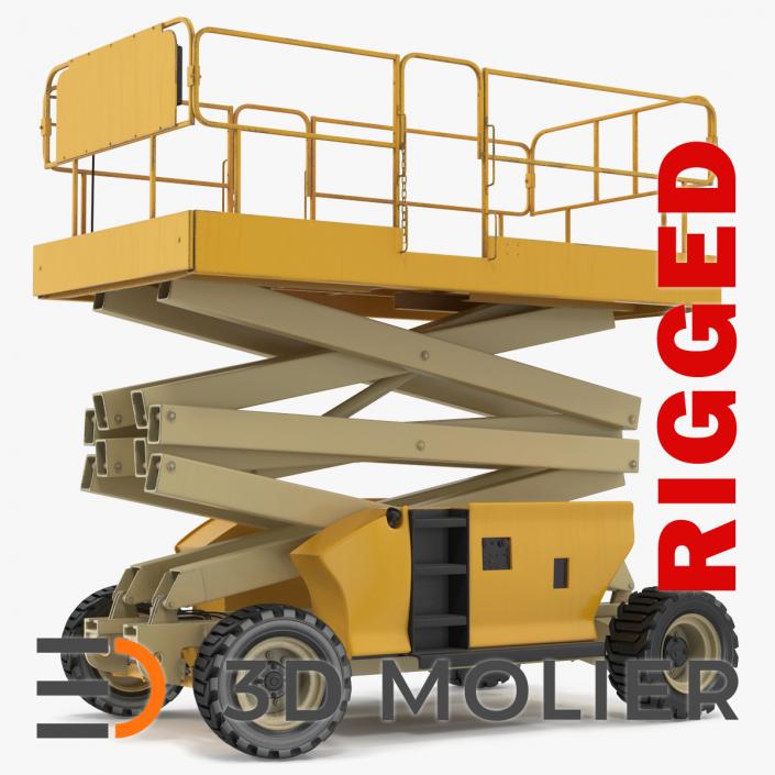 3D model Industrial Heavy Duty Scissor Lift Rigged for Cinema 4D