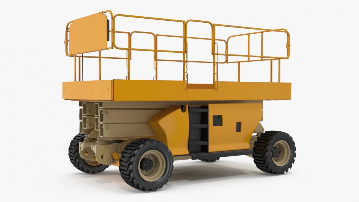 3D model Industrial Heavy Duty Scissor Lift Rigged for Cinema 4D