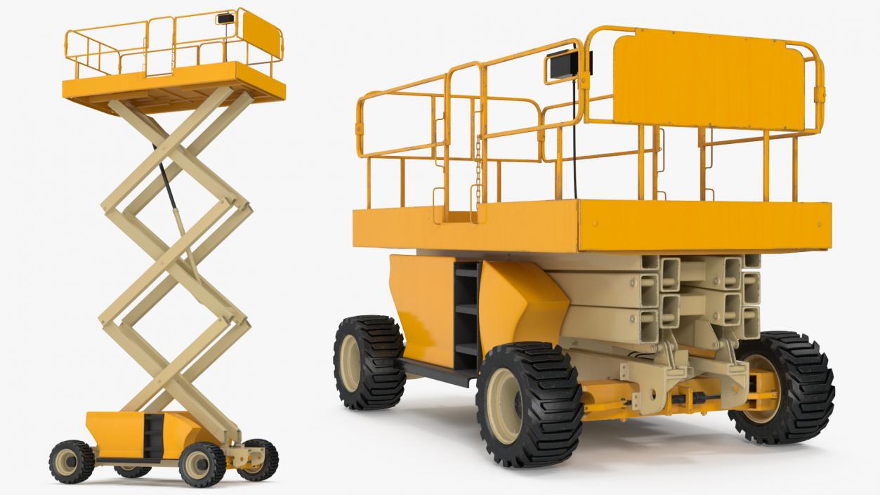 3D model Industrial Heavy Duty Scissor Lift Rigged for Cinema 4D