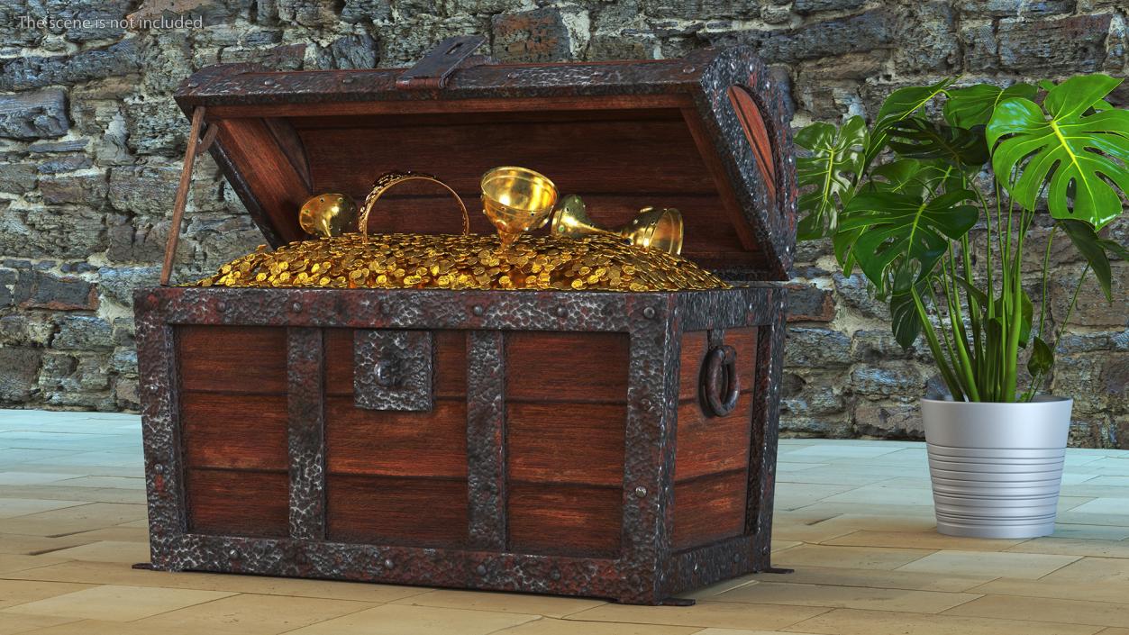 3D Old Treasure Chest Open model