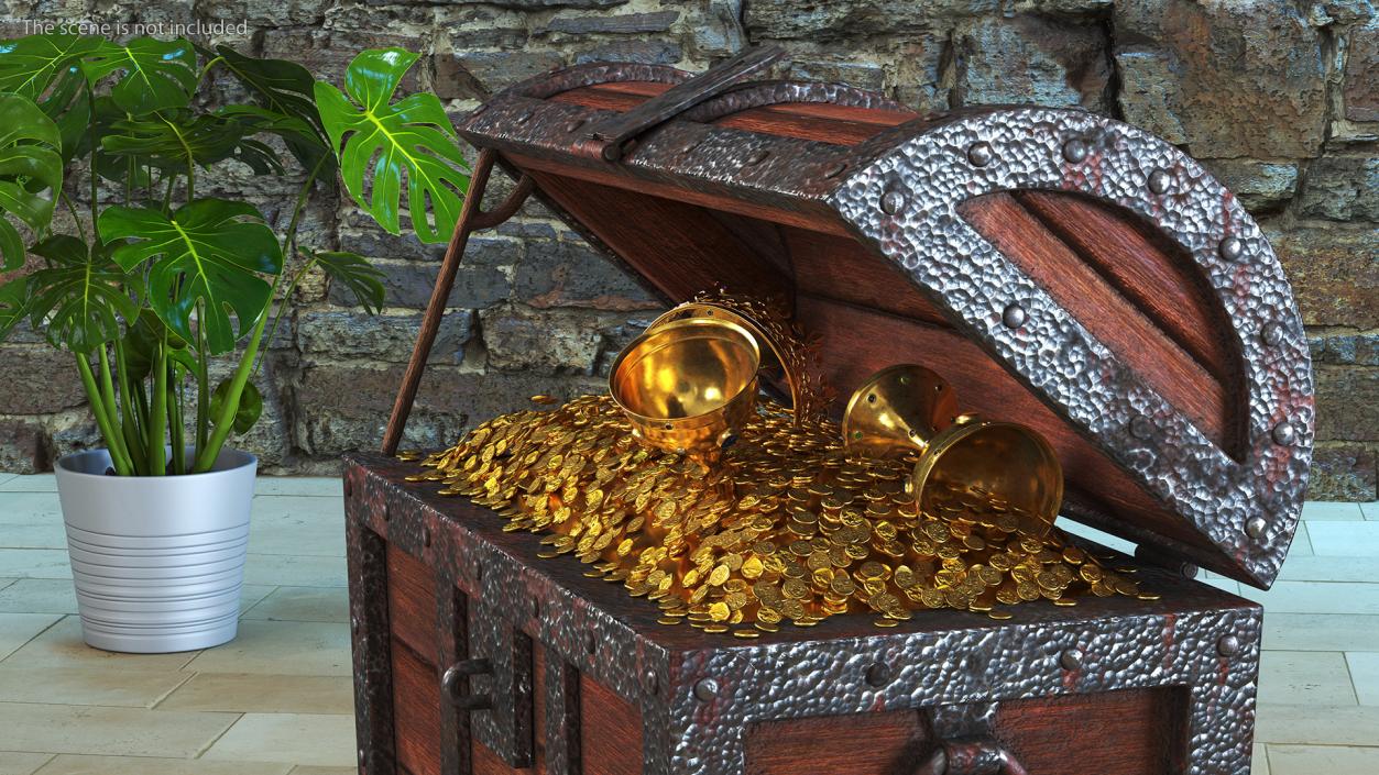 3D Old Treasure Chest Open model