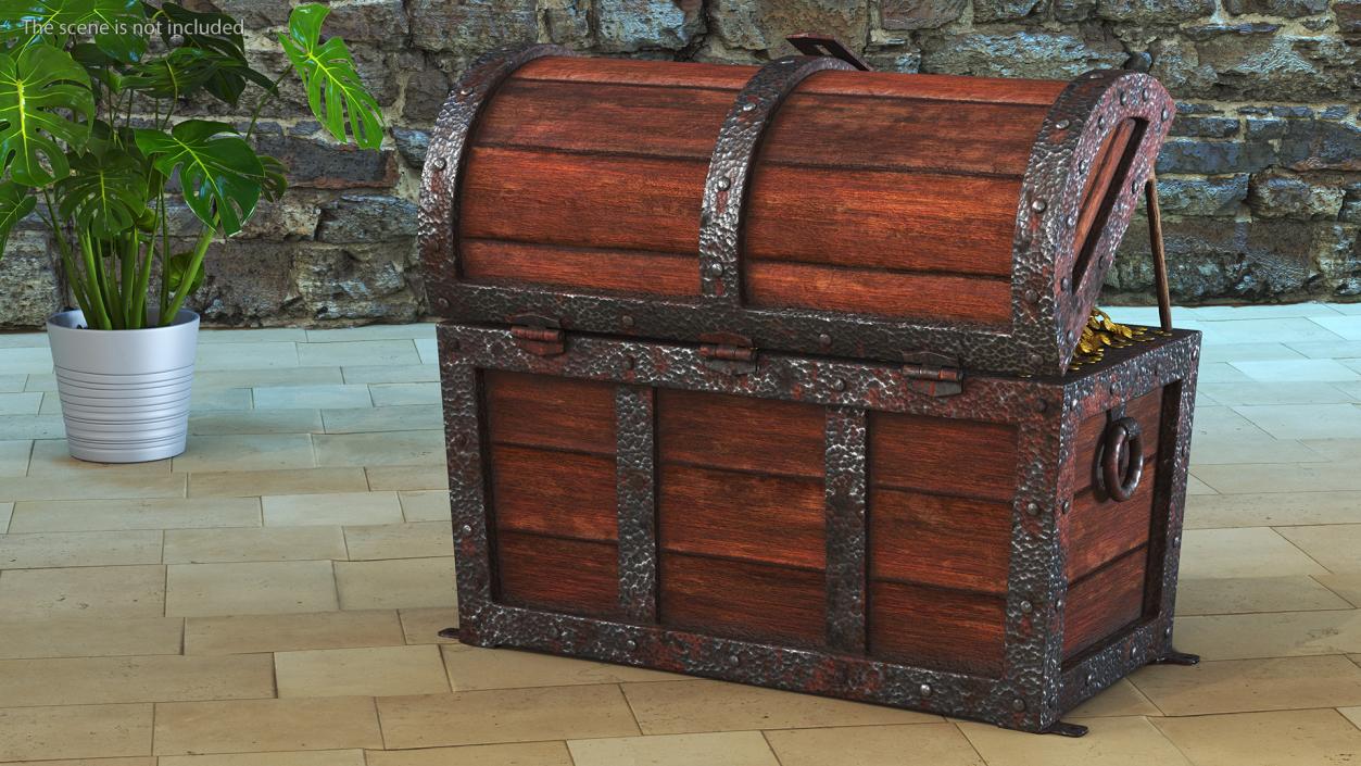 3D Old Treasure Chest Open model