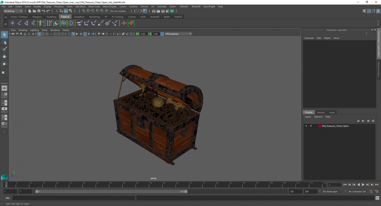 3D Old Treasure Chest Open model