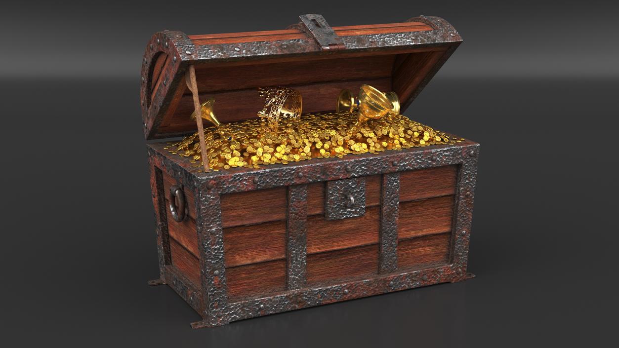 3D Old Treasure Chest Open model