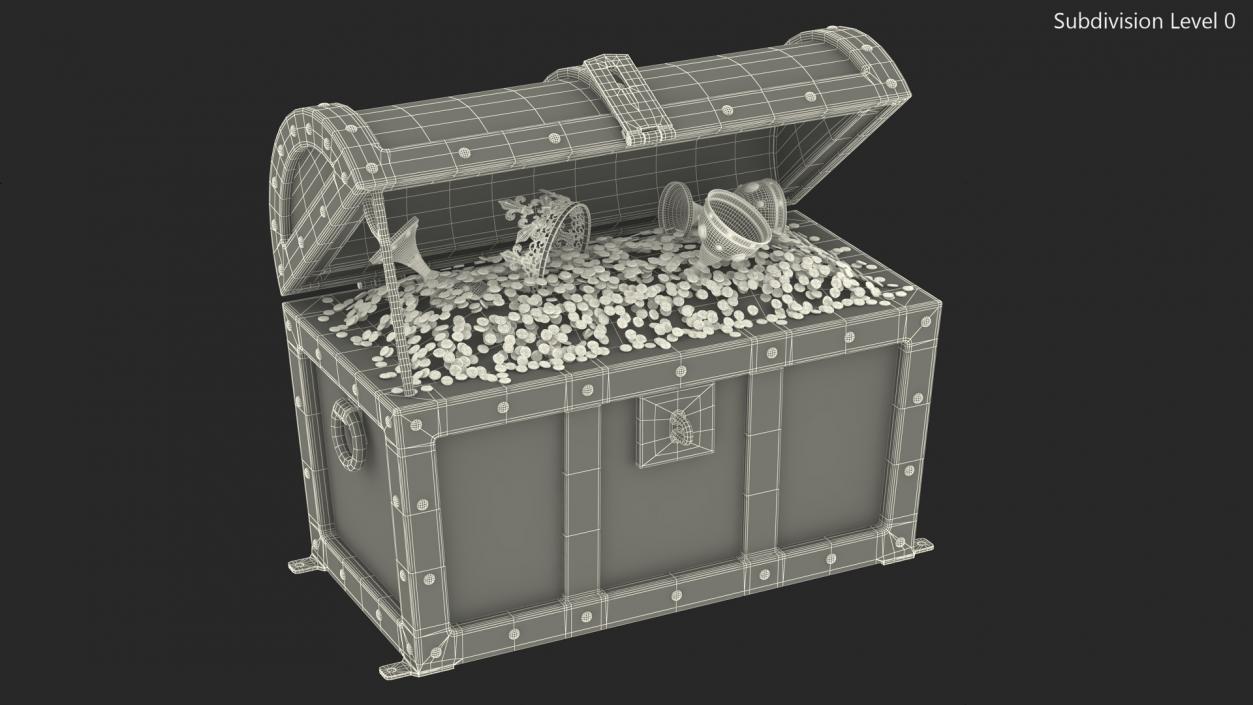 3D Old Treasure Chest Open model