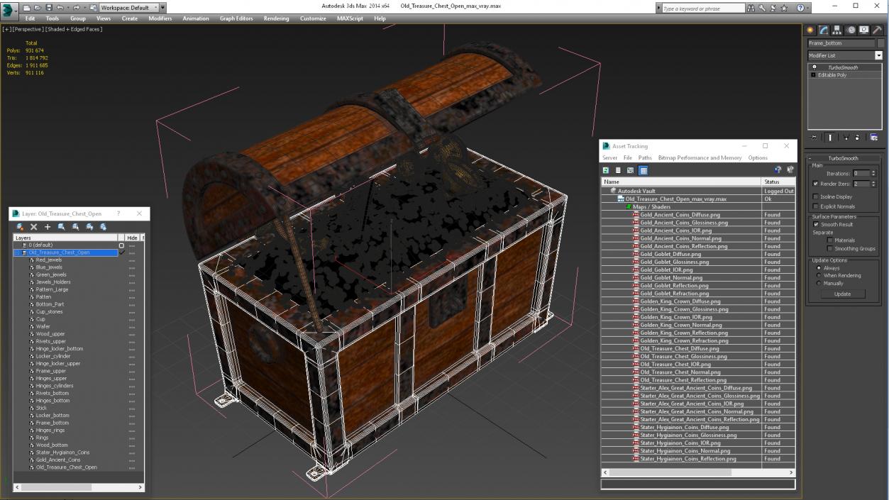 3D Old Treasure Chest Open model