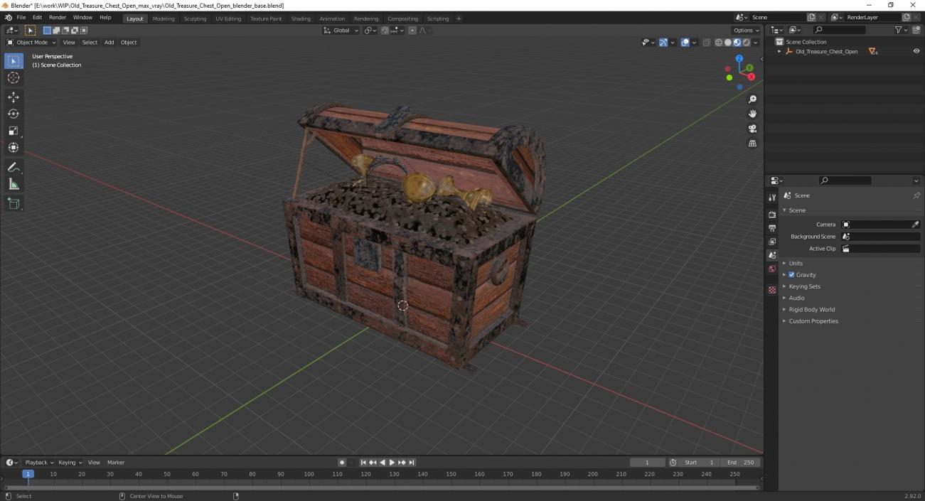 3D Old Treasure Chest Open model