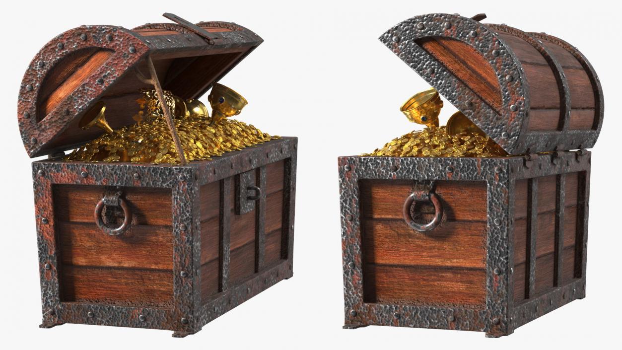 3D Old Treasure Chest Open model