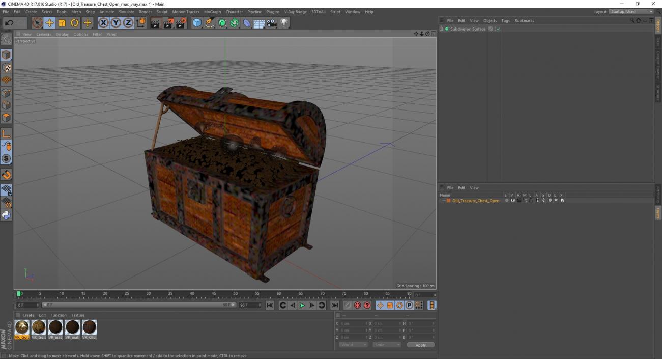 3D Old Treasure Chest Open model