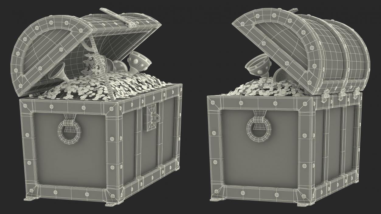 3D Old Treasure Chest Open model