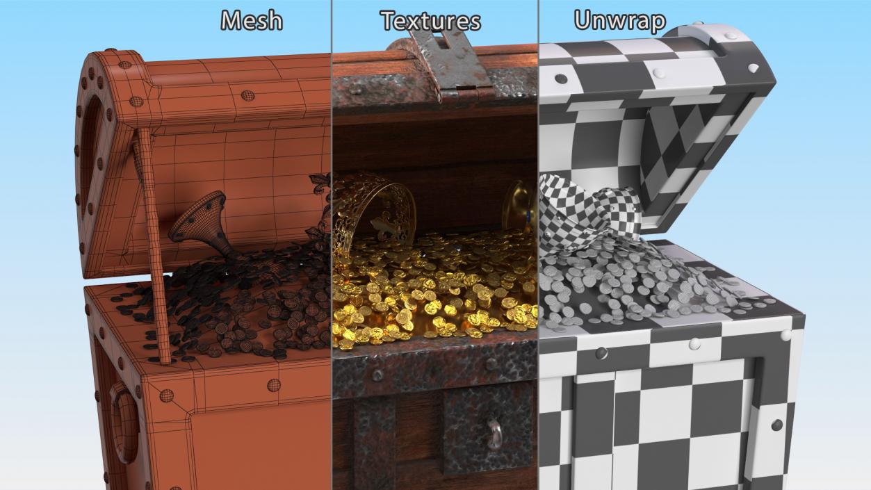 3D Old Treasure Chest Open model