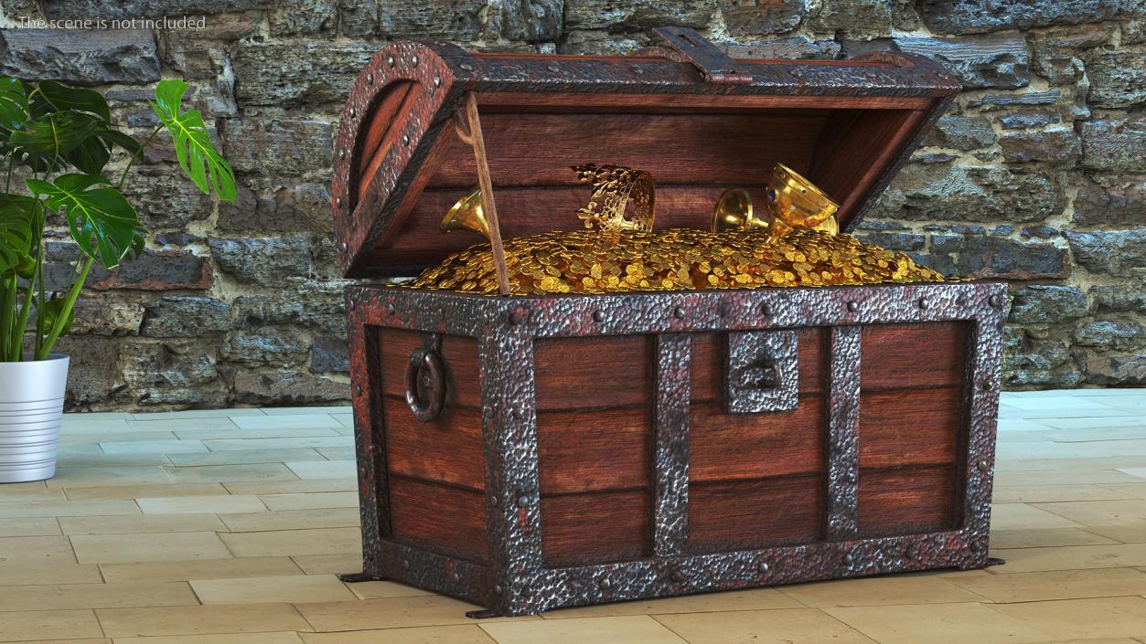 3D Old Treasure Chest Open model