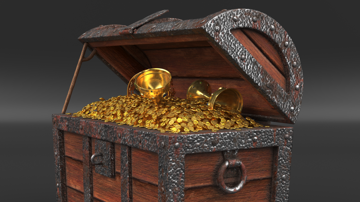 3D Old Treasure Chest Open model