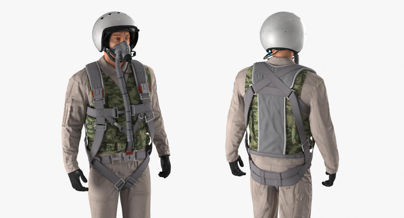 Russian Jet Fighter Pilot Standing 3D model