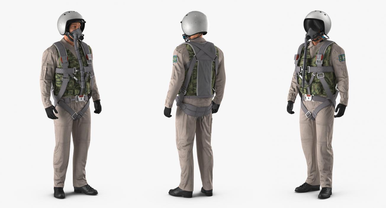 Russian Jet Fighter Pilot Standing 3D model