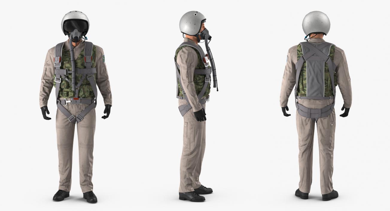 Russian Jet Fighter Pilot Standing 3D model