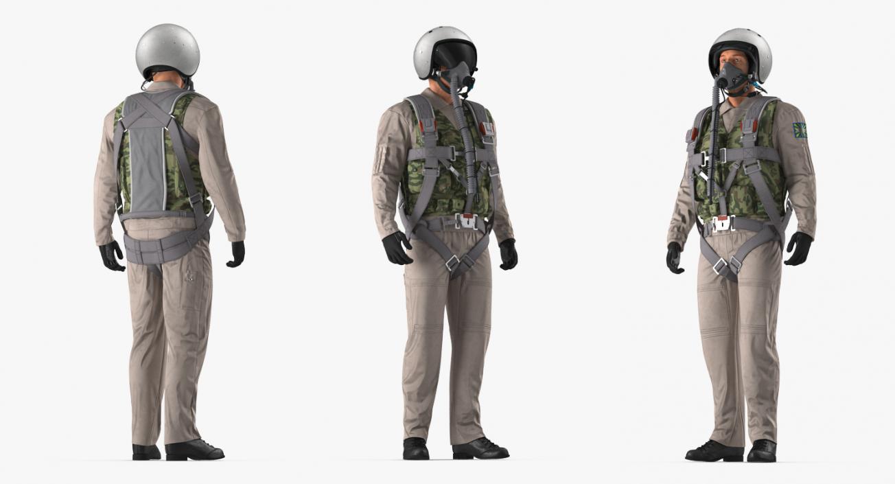 Russian Jet Fighter Pilot Standing 3D model