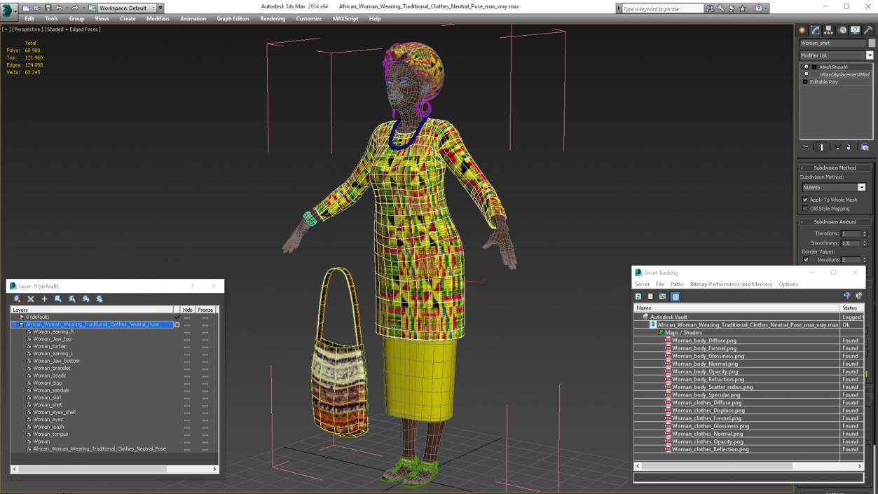 African Woman Wearing Traditional Clothes Neutral Pose 3D model