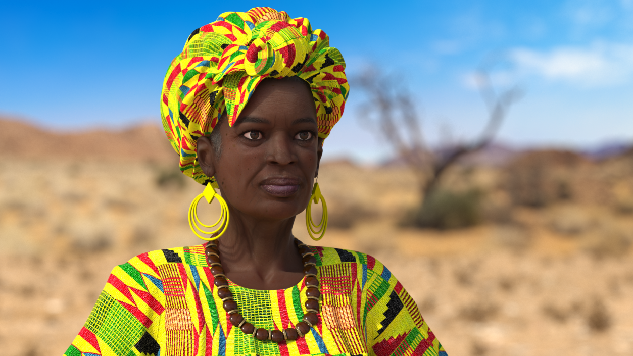 African Woman Wearing Traditional Clothes Neutral Pose 3D model