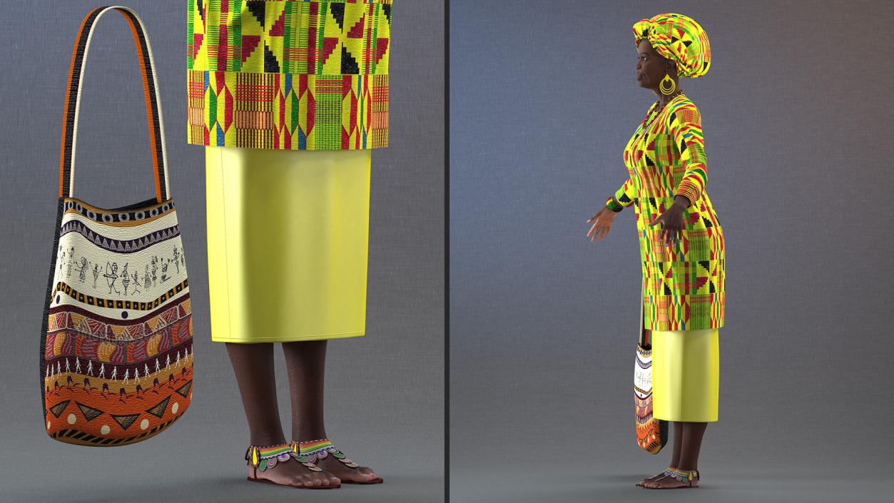 African Woman Wearing Traditional Clothes Neutral Pose 3D model